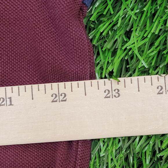 Ralph-Lauren Polo Shirt Large 23x28 Burgundy Blue Crest Logo - Picture 7 of 12